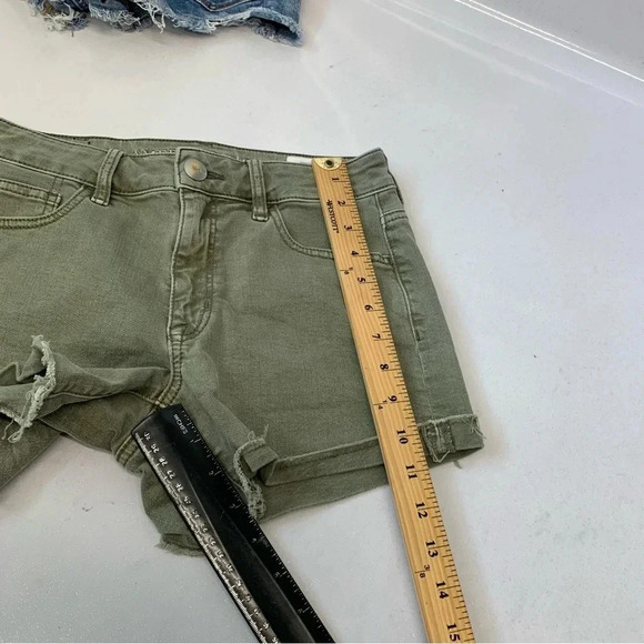 American Eagle Shorts Woman Lot 4 Hi Rise Shortie Super Stretch Blue Green Moto - Picture 16 of 16